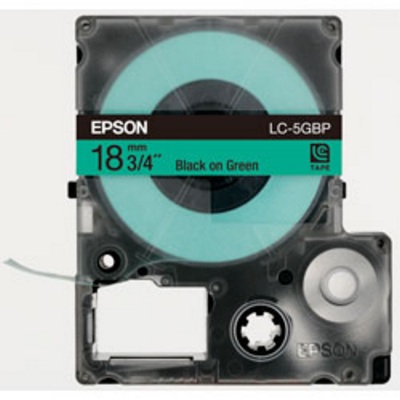 EPSON 標籤機色帶 LC-5GBP (綠底黑字/18mm)