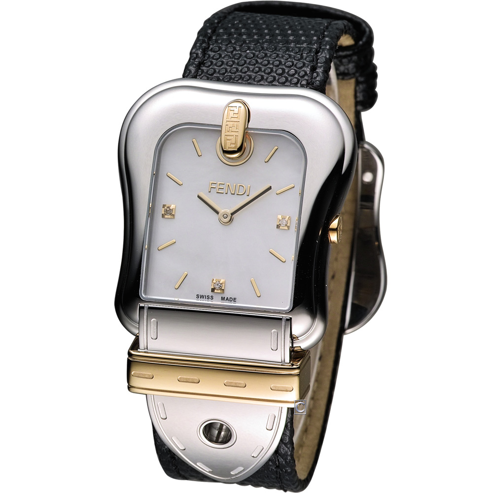 FENDI B.Fendi 完美女人時尚腕錶-白x黑色錶帶/33x44mm