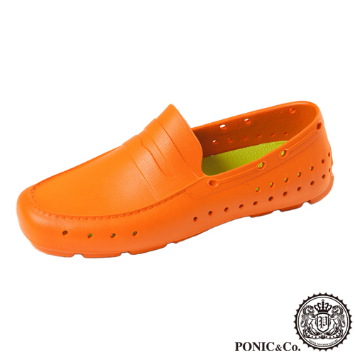 (男/女)Ponic&Co美國加州環保防水洞洞懶人鞋-橘色