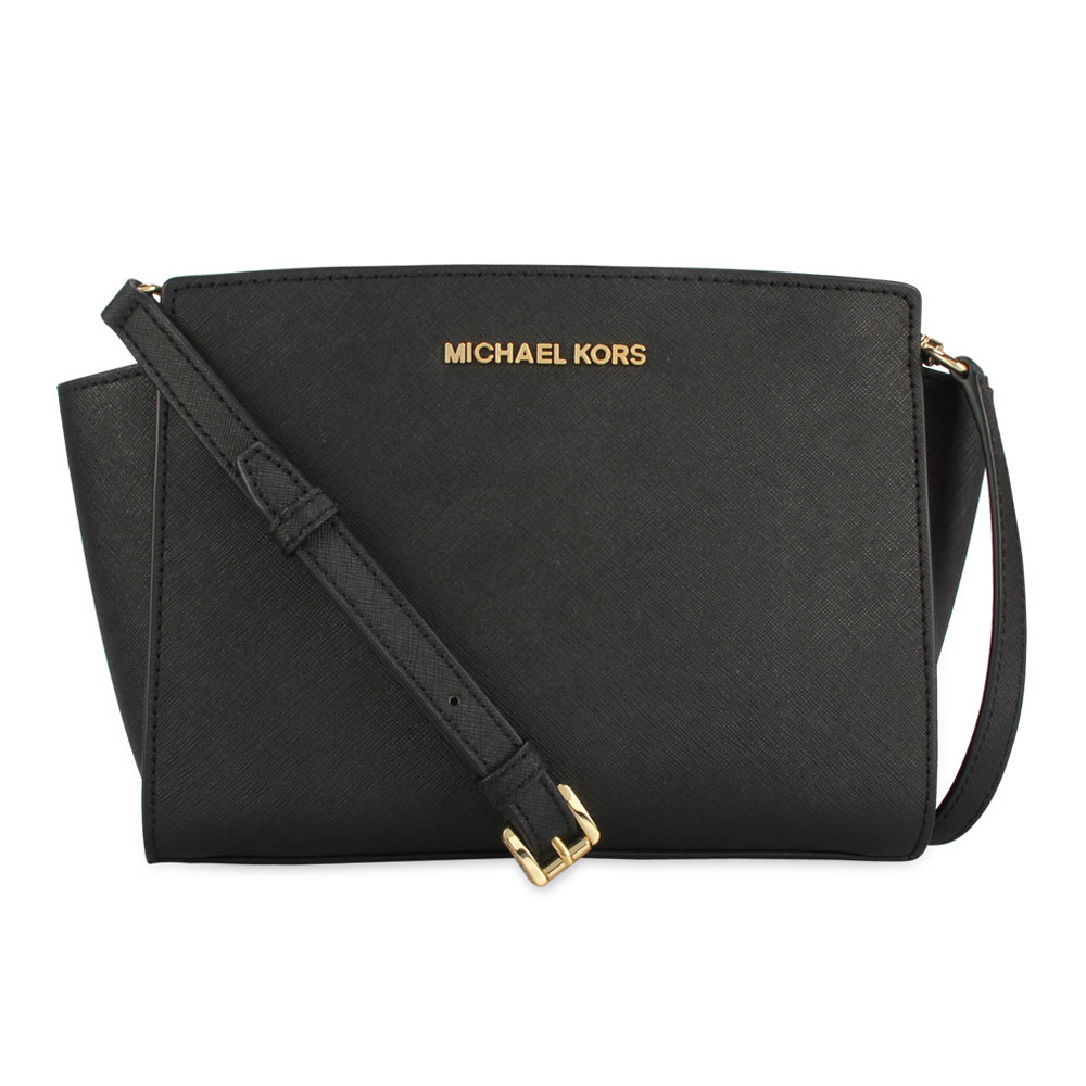 MICHAEL KORS Selma防刮皮革斜背包(中)-黑