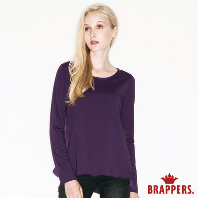 BRAPPERS 女款 女用雪紡拉鍊剪接上衣-深紫