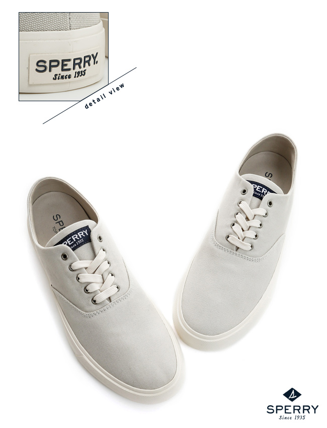 SPERRY 經典Captain CVO輕量復古文青帆布休閒鞋(男)-亮灰