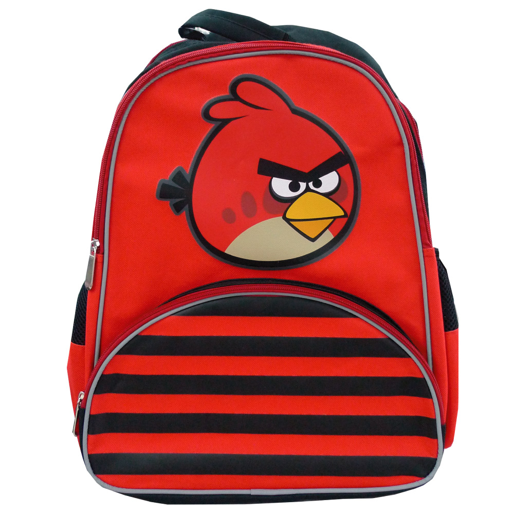 Angry Birds 憤怒鳥多功能條紋雙層護脊後背包（黑）B1