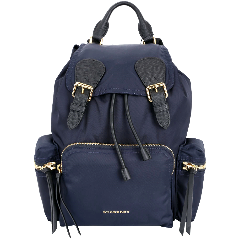 BURBERRY The Rucksack 撞色拼接尼龍後背包(中/墨藍色)