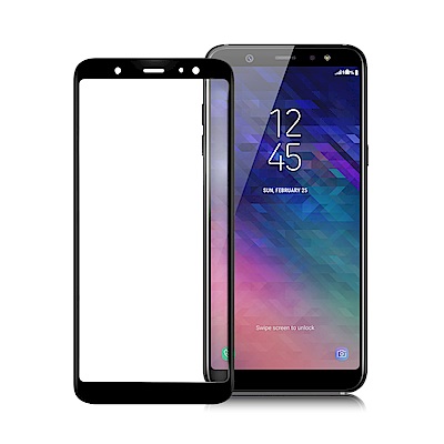 Xmart 三星 GALAXY A6+ 2018版 超透滿版 2.5D 鋼化玻璃貼-黑