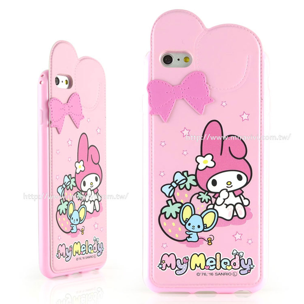 Sanrio iphone6 plus/6s plus 皮革耳朵造型保護套-美樂蒂