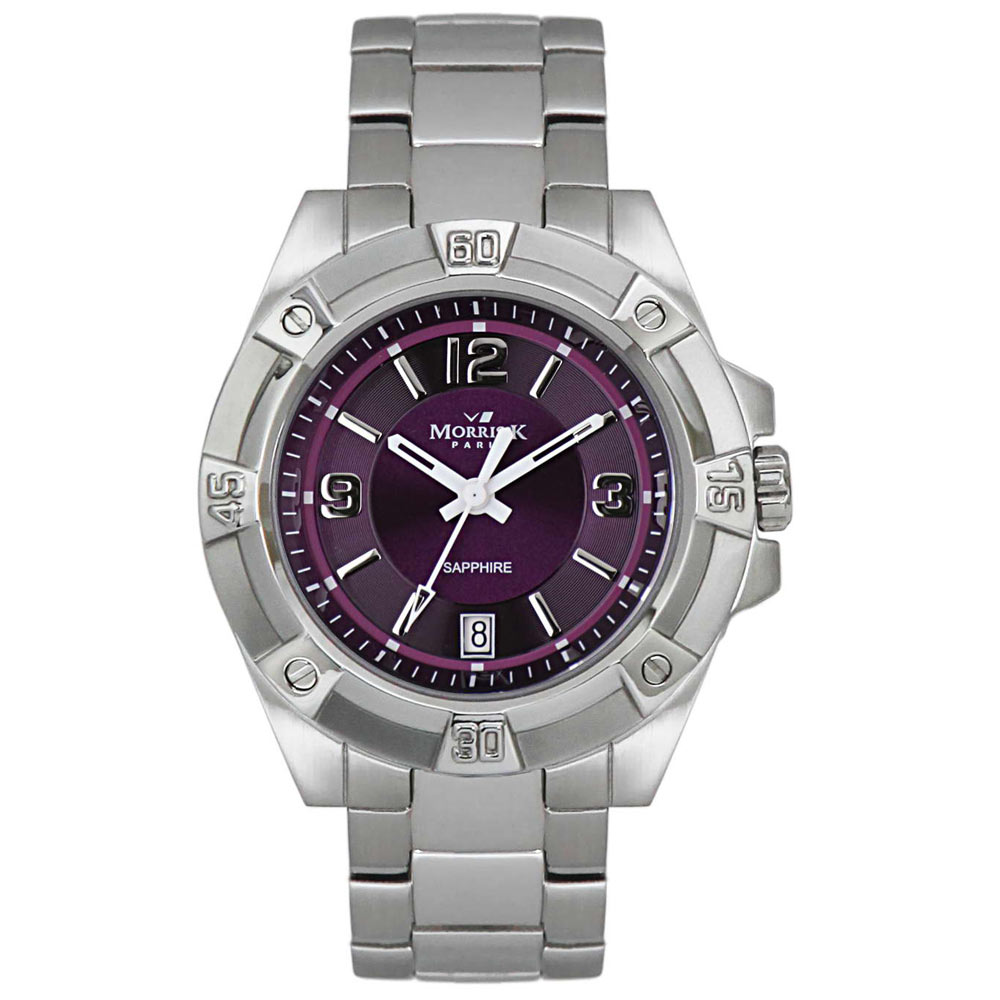 MORRIS K 都會風采不鏽鋼時尚腕錶-紫/37mm