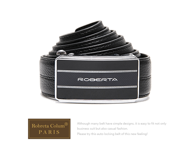 Roberta Colum - 紳士們雙線碳纖自動金屬滑扣牛皮皮帶