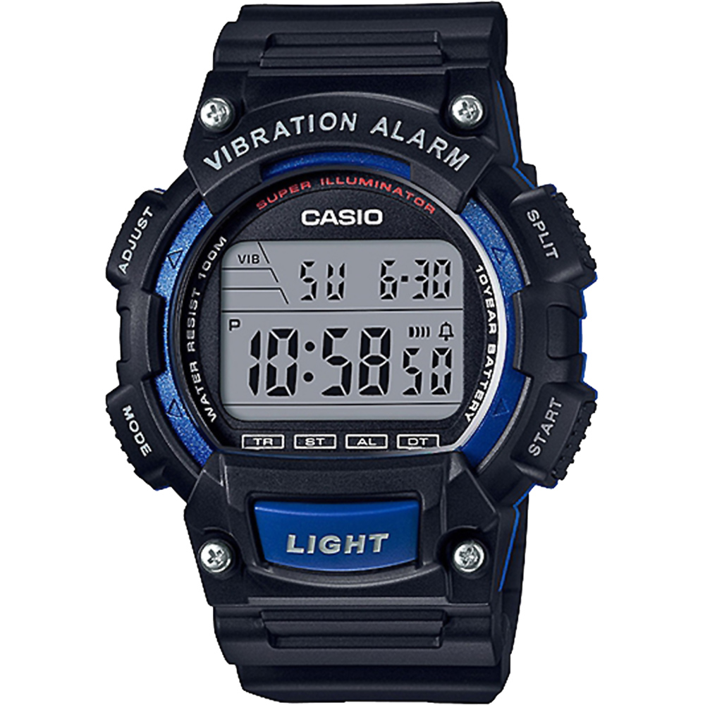 CASIO卡西歐 十年電力運動腕錶-黑x藍/45mm