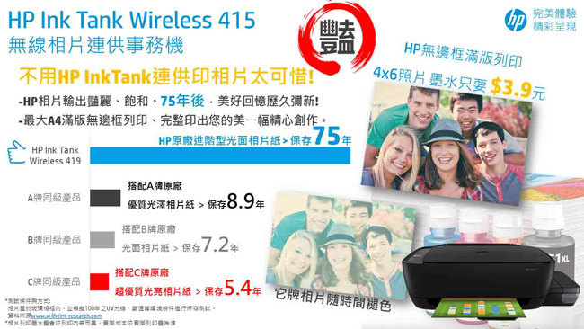 HP InkTank Wireless 415 無線相片連供事務機