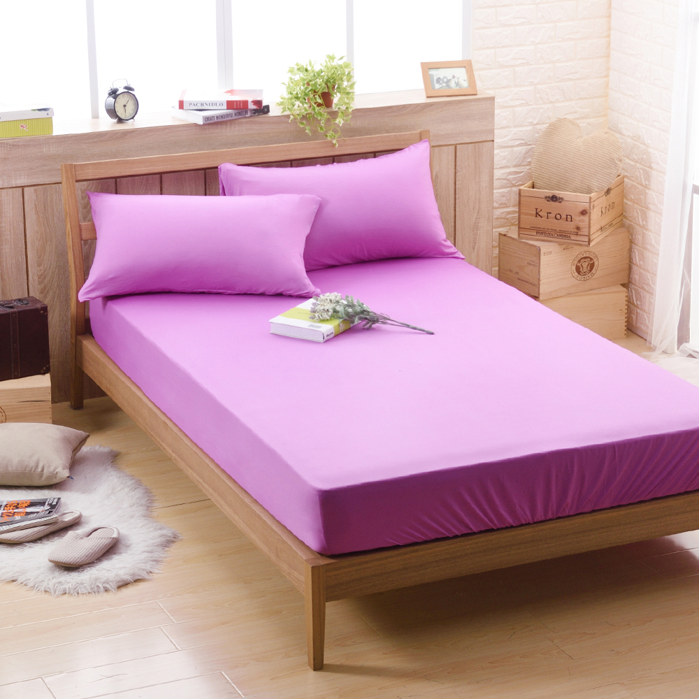 喬曼帝Jumendi 超涼感纖維針織加大三件式床包組-浪漫紫