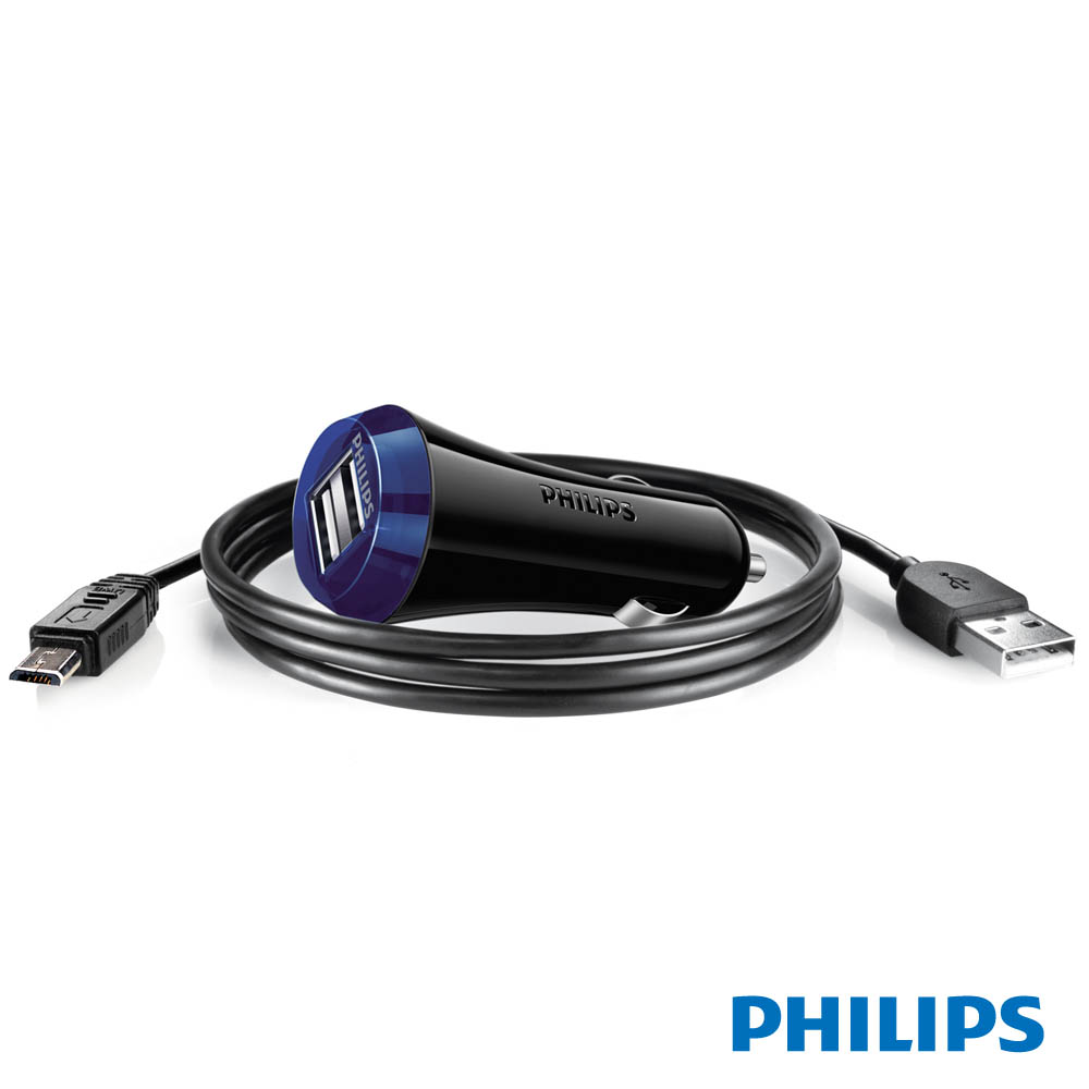 PHILIPS 雙USB 2.1A車用充電組DLP2257U (含Micro USB線)