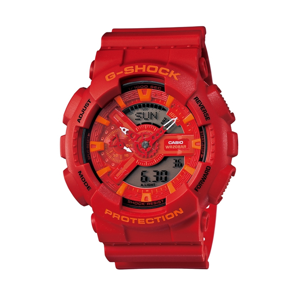 G-SHOCK 重機裝置搶眼街頭文化概念錶(GA-110AC-4A)-絕對紅/51.2mm