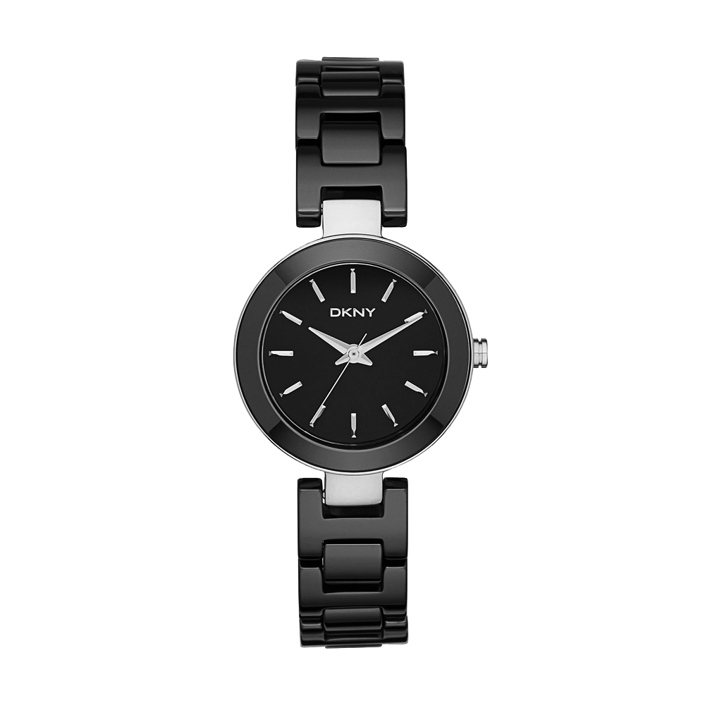 DKNY Stanhope 陶瓷佳人時尚腕錶-黑/28mm