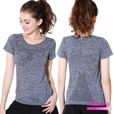 運動T恤 3D立體美型鏤空速乾運動短袖上衣-個性黑 LOTUS