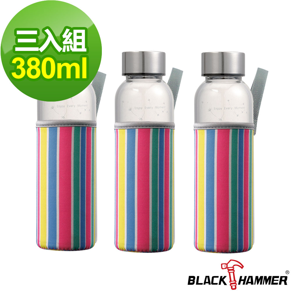 BLACK HAMMER 蒲公英耐熱玻璃水瓶-380ML三入組