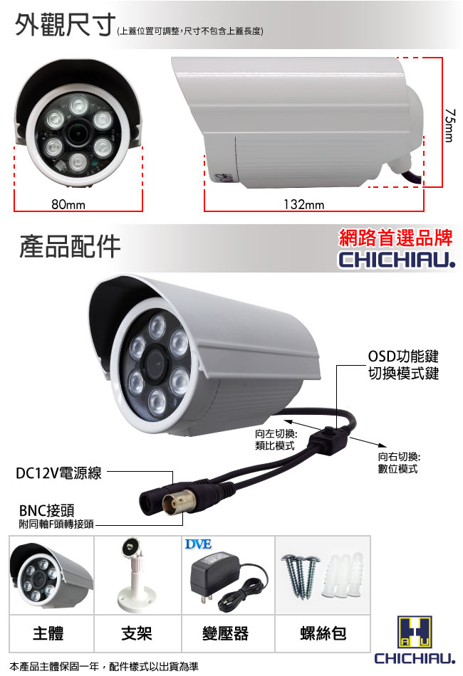 奇巧 四合一 1440P SONY 400萬6陣列燈監視器攝影機