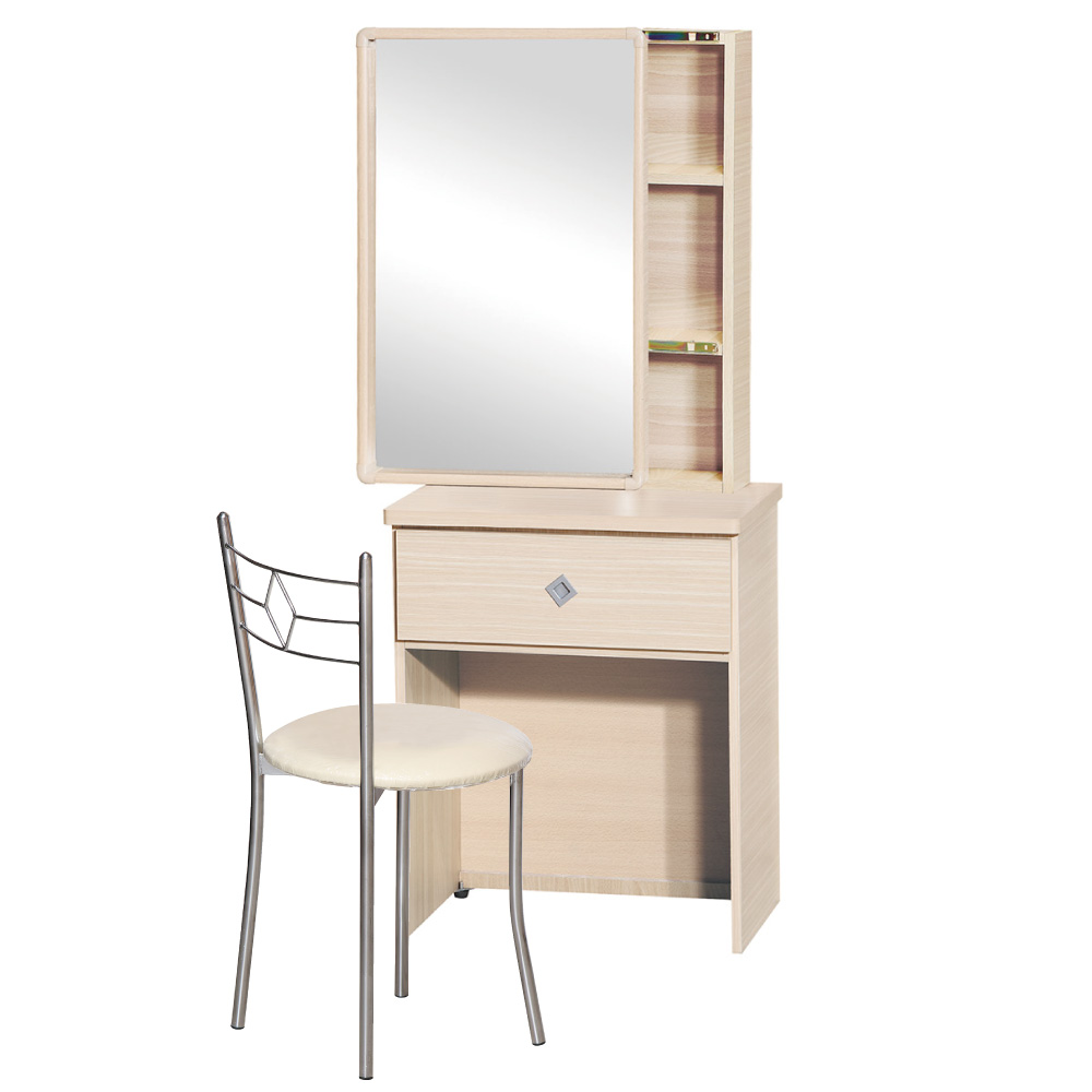 品家居 米路2尺木紋化妝鏡台含椅(五色可選)-61x40x173cm-免組