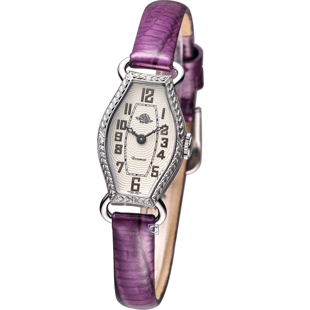 Rosemont 骨董風玫瑰系列腕錶-米白/紫/17mm