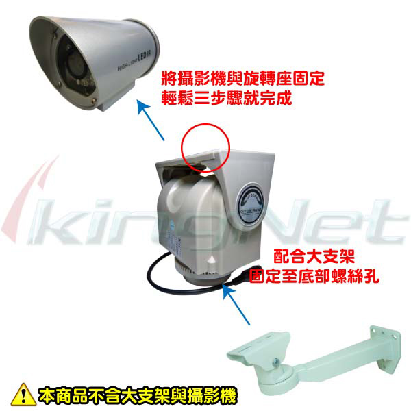 KINGNET-戶外防水型迴轉台 垂直100度 水平355度 可調可控制(需搭配控制器)