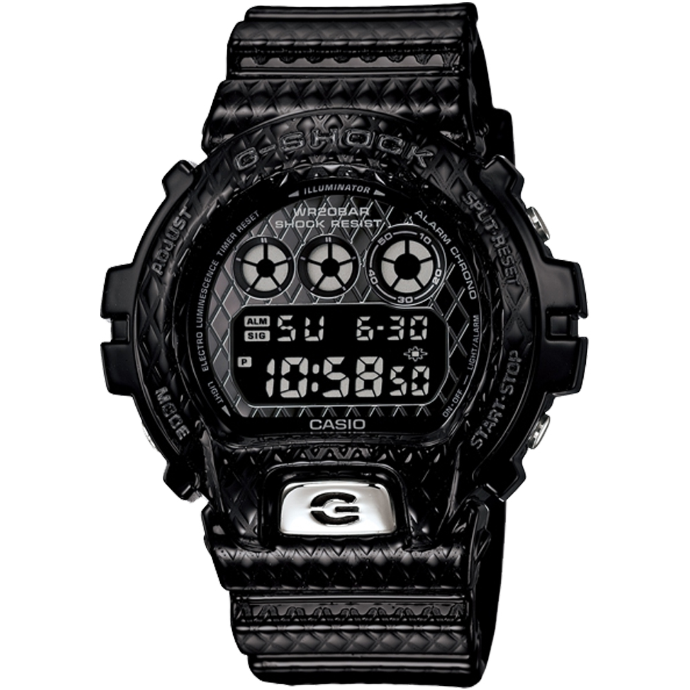 G-SHOCK 鑽石菱形紋路時尚潮流腕錶(DW-6900DS-1)-黑/50mm