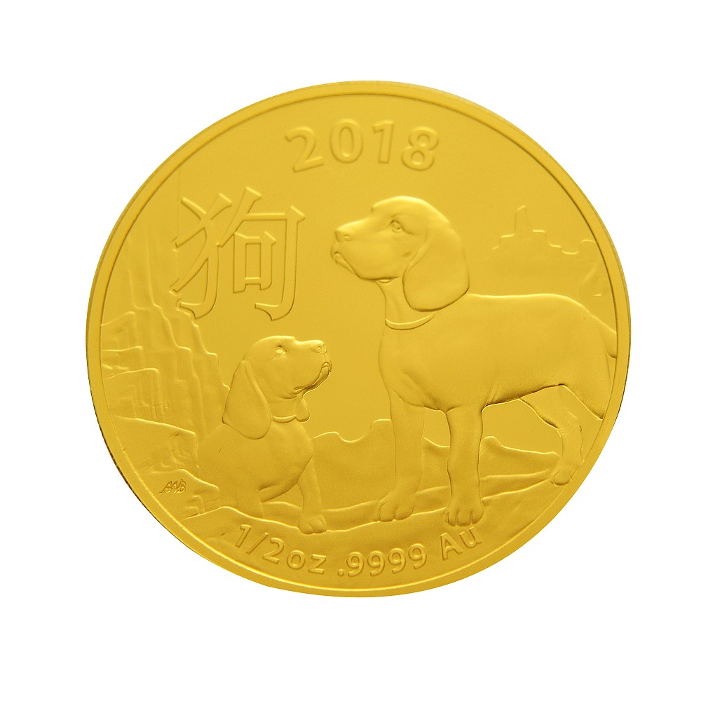 澳洲皇家生肖紀念幣-2018狗年生肖金幣(1/2盎司)
