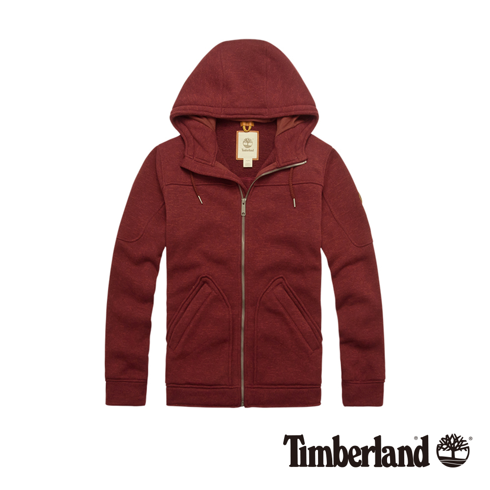 Timberland 男款紅色素面刷毛連帽外套