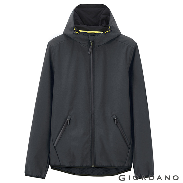 GIORDANO G-MOTION系列 防風保暖搖絨布連帽修身夾克 - 08 標誌灰