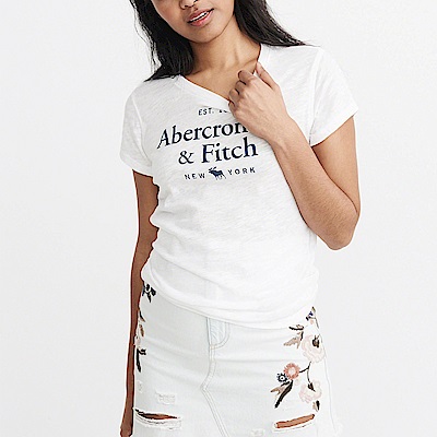A&F 經典印刷文字大麋鹿短袖T恤(女)-白色 AF Abercrombie