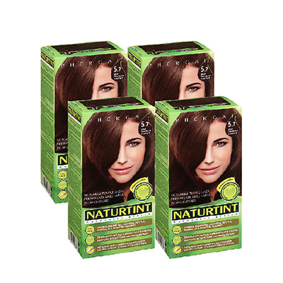 NATURTINT赫本染髮劑 5.7巧克力棕色(4盒組) 贈 專業染梳碗組