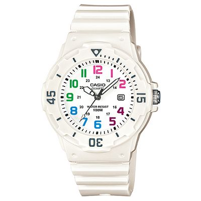 casio 潛水風運動休閒腕錶(lrw-200h-7b)-白x彩色時標/34mm