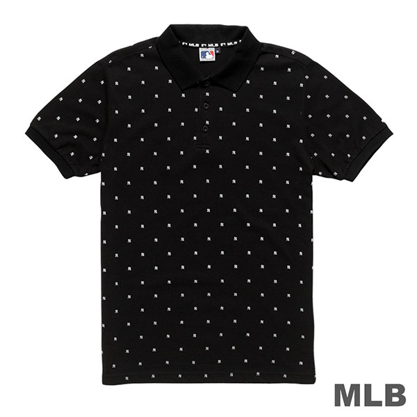 MLB-紐約洋基隊滿版印花POLO衫-黑 (男)