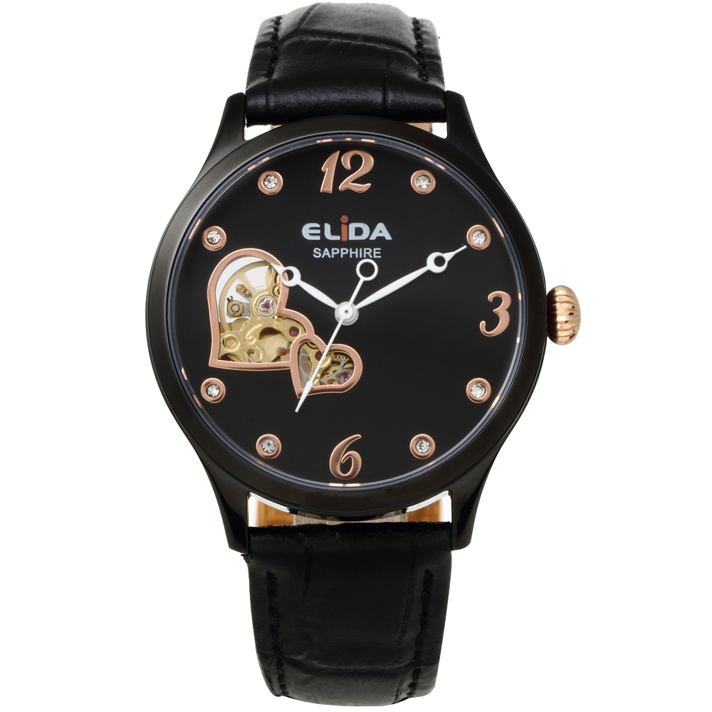 ELIDA 開心系列皮帶錶-PVD黑/黑/36mm