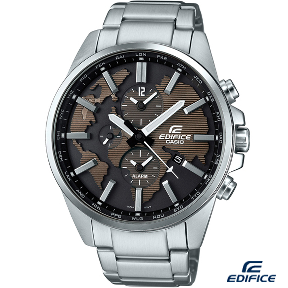 EDIFICE 多功能鬧鈴腕錶(ETD-300D-5A)-咖啡/46.3mm