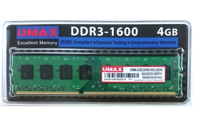 UMAX DDR3-1600 4GB 256X8 桌上型記憶體(雙面顆粒)