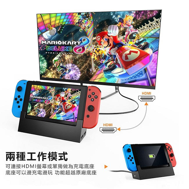 Gamewill任天堂Switch多功能主機底座 支有線網路 可連接電視或單獨使用