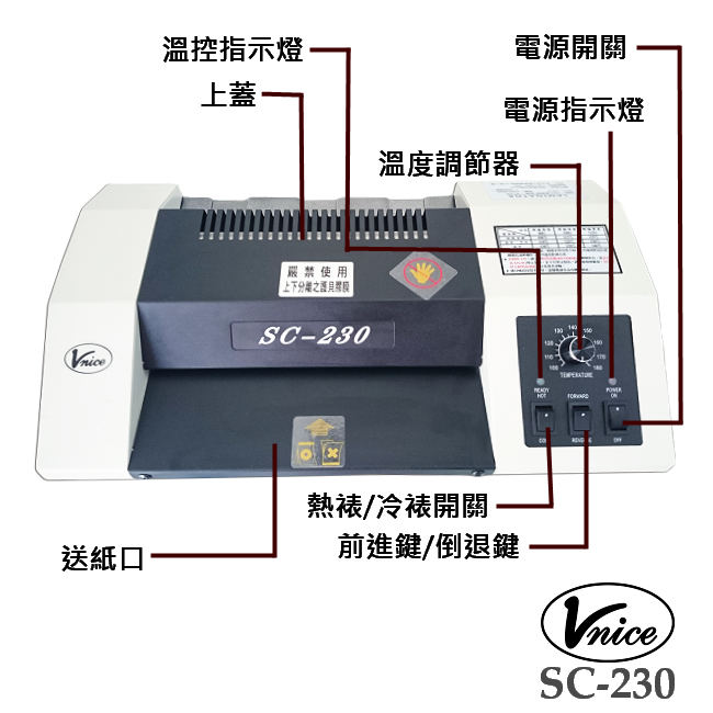 Vnice 維娜斯A4專業型鐵殼護貝機 SC-230