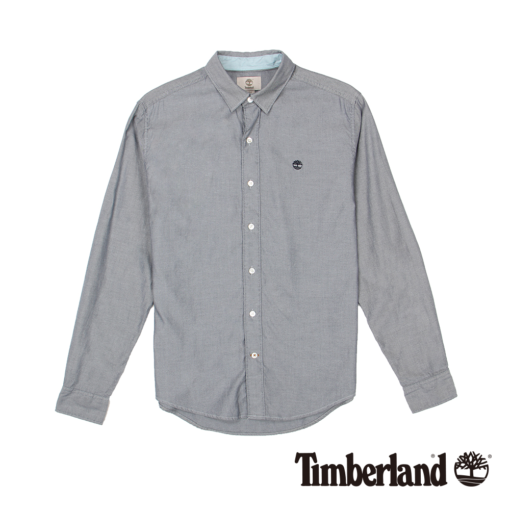 Timberland 男款深藍色牛津修身長袖襯衫