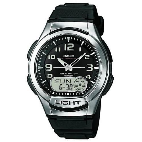 CASIO 超世代強光雙顯時區膠帶錶(AQ-180W-1B)-黑/41mm