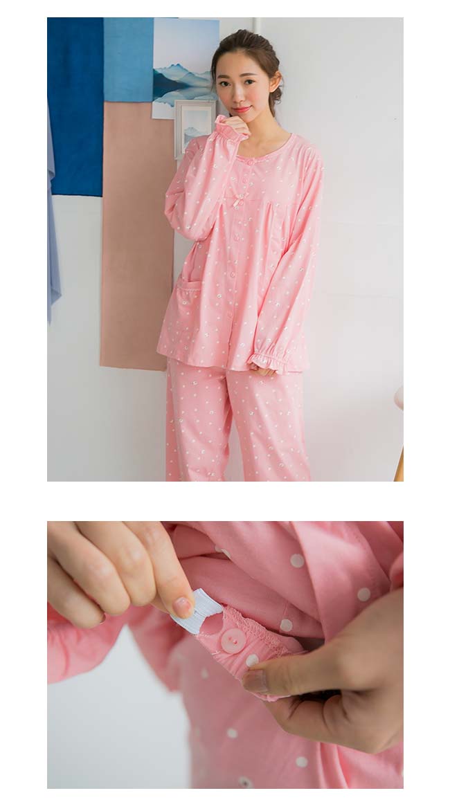 日系小媽咪孕婦裝-哺乳衣~點點綿羊圖案套裝 (共二色)