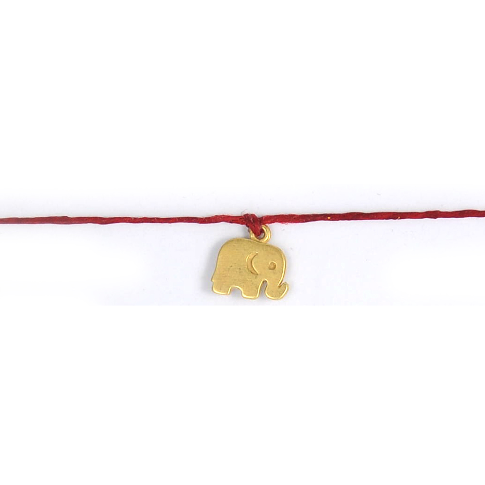 【Dogeared】經典款金色許願大象紅色棉手鍊