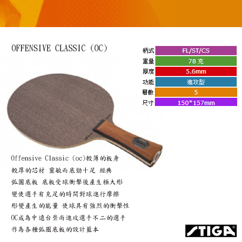 STIGA Offensive Classic 桌球拍(空拍)