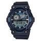 CASIO 世界地圖時間設計雙顯運動錶(AEQ-200W-2A)-黑X藍框51.4mm product thumbnail 1