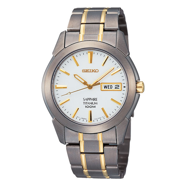 SEIKO 【鈦】經典時尚腕錶(SGG733P1)-白x雙色版/38mm