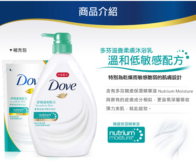 DOVE 多芬 滋養柔膚沐浴乳 舒敏溫和配方 補充包 650g