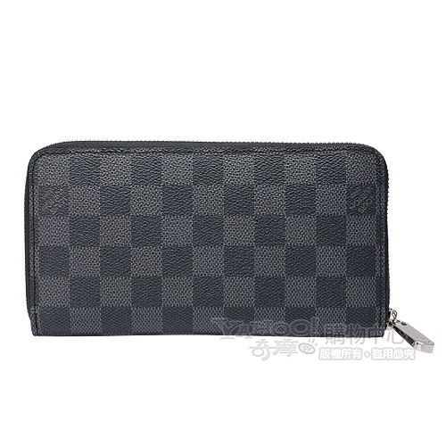 LV N63095 Damier Graphite棋盤格拉鍊長夾(黑灰)