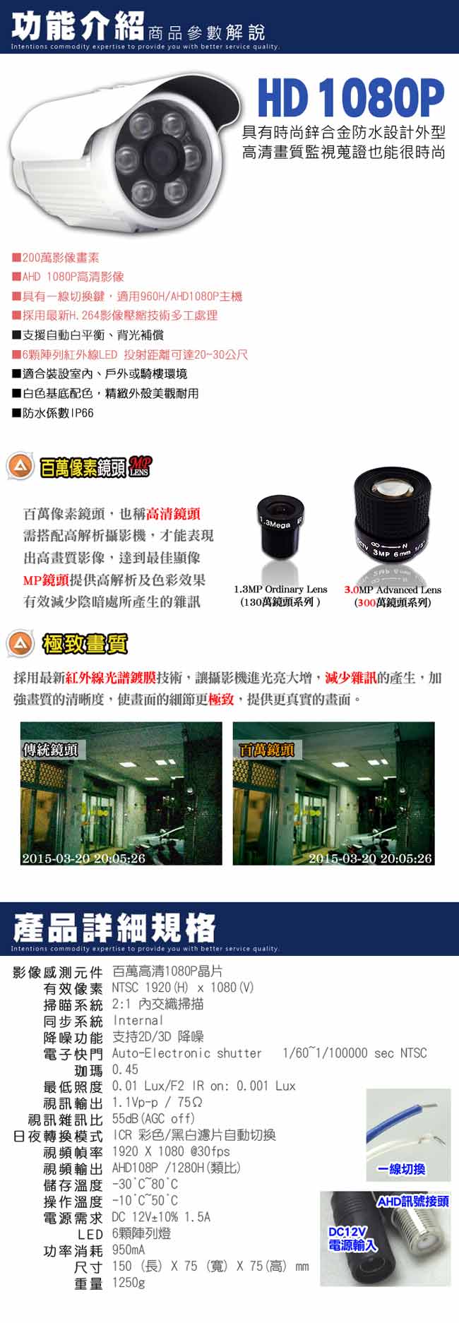 【KINGNET】監視器攝影機 - 台灣大廠 最新AHD 高清1080P