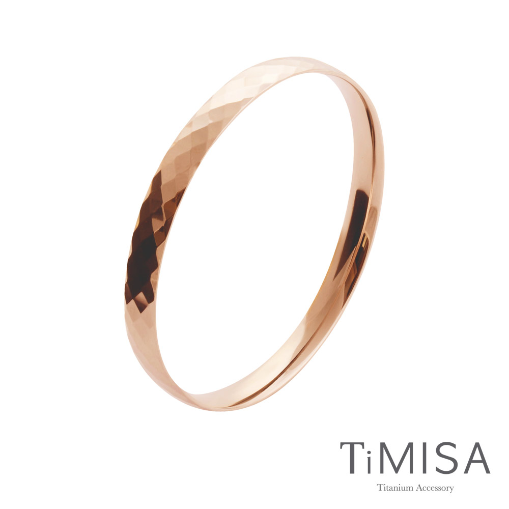 TiMISA《格緻真愛-寬版 (玫瑰金)》純鈦手環