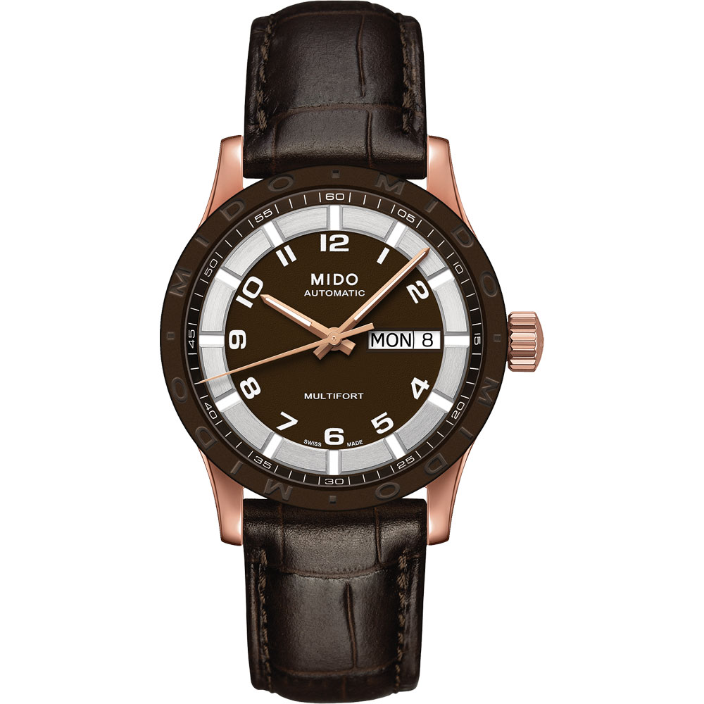 MIDO 美度 官方授權 Multifort 先鋒系列時尚機械腕錶-咖啡x玫塊金/38mm