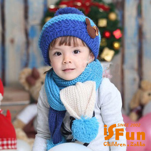 iSFun 雙色針織 保暖貝蕾毛線帽+圍巾 2色可選